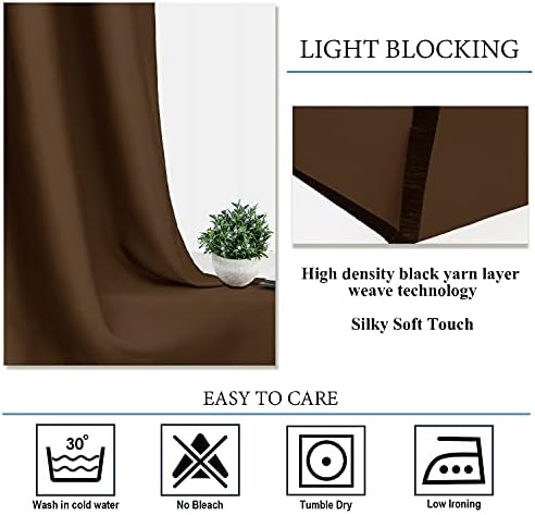 Diraysid Chocolate Brown Grommet Blackout Curtains for Bedroom Thermal