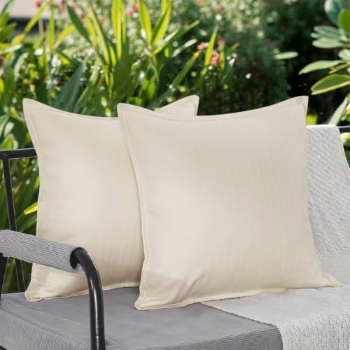 All Smiles Cream Outdoor Waterproof Throw Pillow Covers 18x18 2pcs