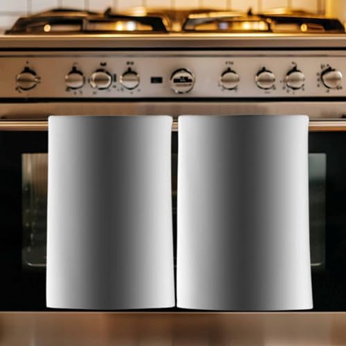 Dark Grey White Kitchen Towels Set of 4, Absorbent Microfiber Soft
