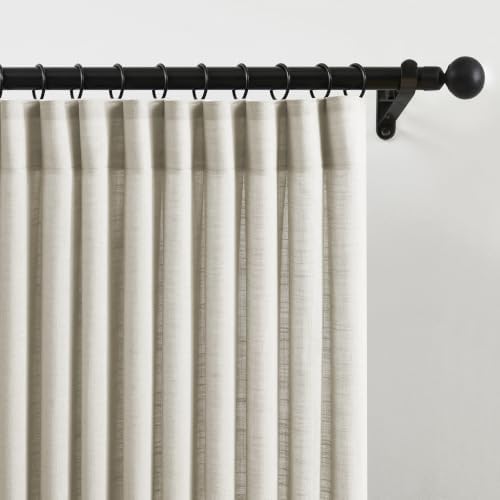 DUALIFE Natural Pinch Pleated Linen Sheer Curtains 2 Panels Set 42x120
