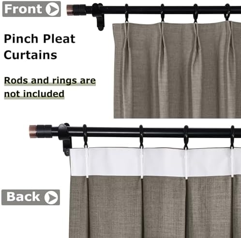 Frelement Extra Long Light Filtering Curtains Linen Curtain Panels for