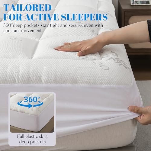 Ubauba 100% Waterproof Queen Size Mattress Topper, Viscose Made from