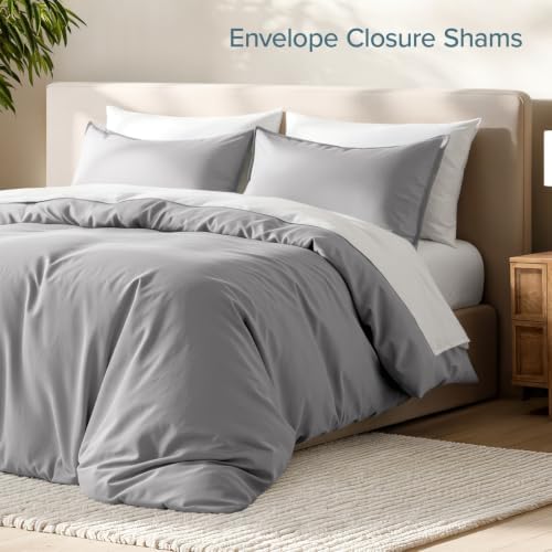 Bare Home Duvet Cover Set 1800 Ultra-Soft (Twin/Twin XL, Light Grey)