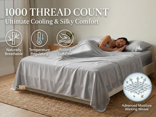 Bamboo Viscose 3-PC Sheet Set Short King 1000-TC 18" Deep - Silver