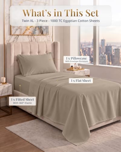 LANE LINEN Hospital Bed Sheets Twin XL 100% Egyptian Cotton Sateen