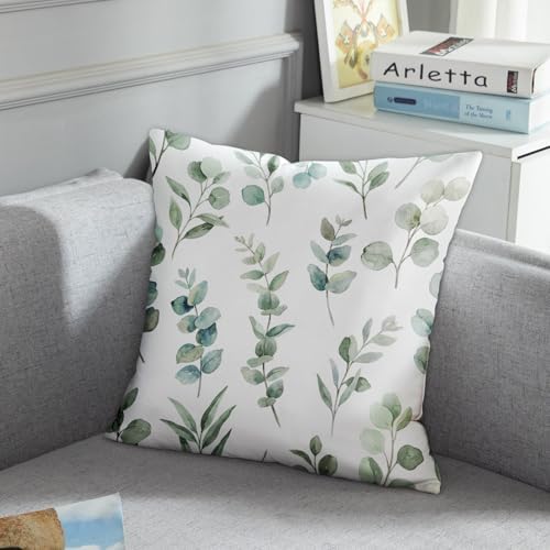Emvency Throw Pillow Covers, 22 x 22 Inch, Eucalyptus Watercolor