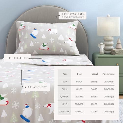 Great Bay Home Christmas Flannel Sheet Set King Size - 100% Turkish
