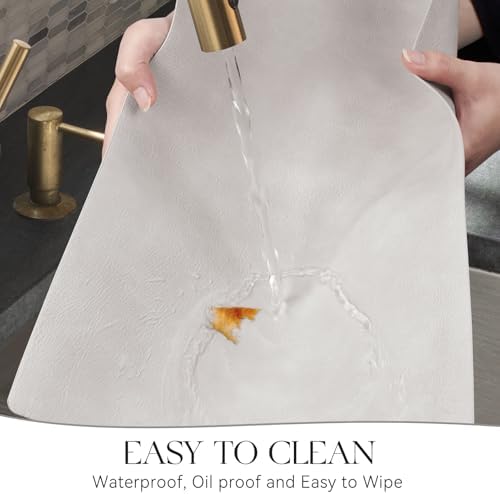MOSAYT Vinyl Faux Leather Placemats, Set of 6, Light Grey