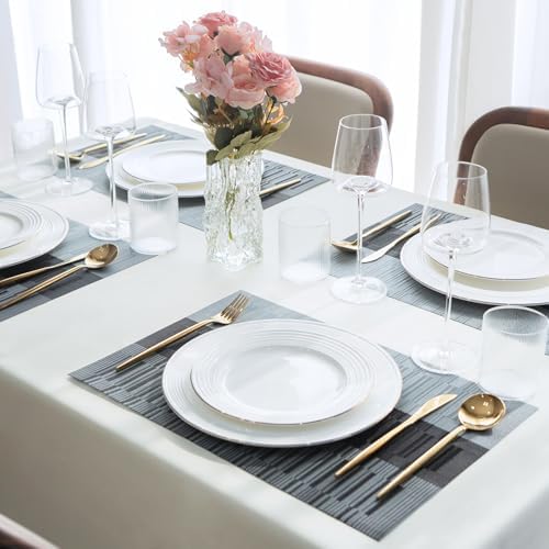 Placemats Set of 12 Vinyl/Plastic Woven Place Mats for Kitchen Table