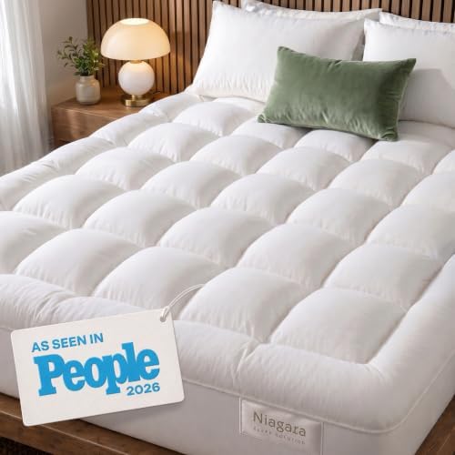 Niagara Sleep Solution 100% Cotton Top Queen Size Mattress Pad, Pillow