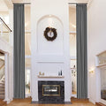 Fcosie Rock Grey Velvet Drapes 120 Inches Long Pinch Pleated Curtain