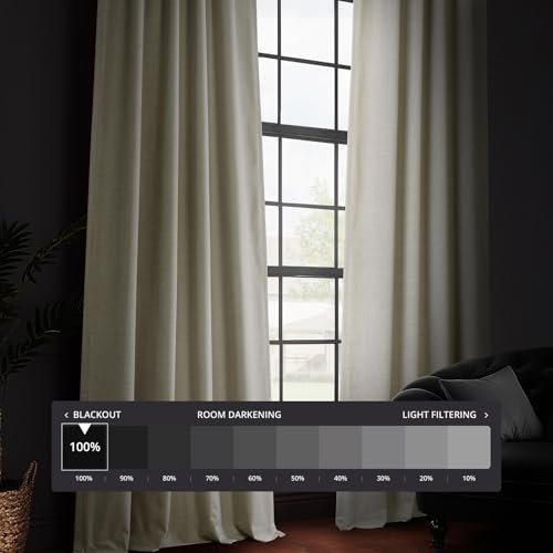 HPD Half Price Drapes Vienna Basic Linen 100% Blackout Curtains for