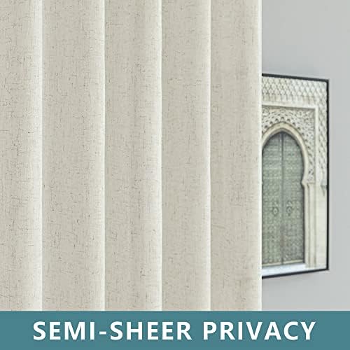 KOUFALL 108 Inch Curtains Long 2 Panels Set,Sheer Linen Light