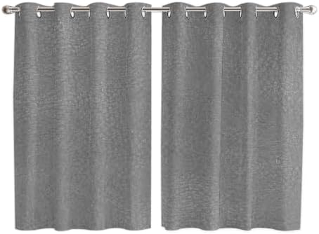 Vintage Gray Window Curtains 63 Inch Length 2 Panels Set, Modern