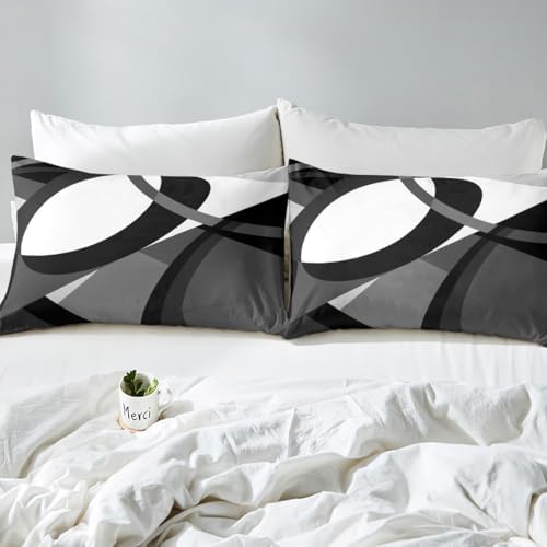 Abstract Lines Duvet Cover Set Queen Size,Modern Geometric Bedding