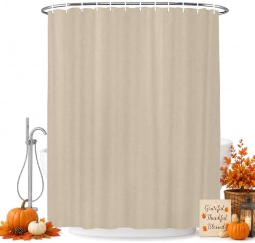 Butter Tan Shower Curtain 84 Inches, Rustic Minimalist Solid Color