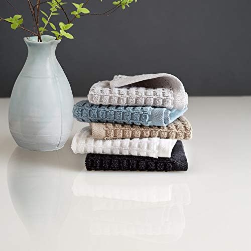 DKNY Quick Dry 100% Cotton Towels, 6 Pack Washcloths - 12 x12, Grey