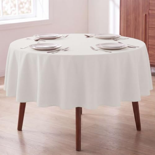 H.VERSAILTEX Linen Textured Table Cloths Round 70 Inch Premium Solid