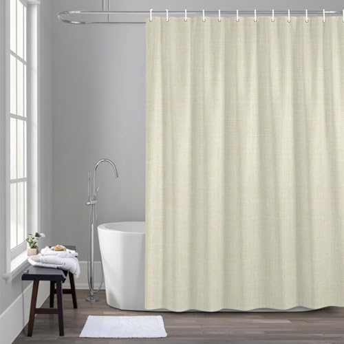 Cotton Linen Texture Shower Curtain 84 inches Extra Long Contemporary