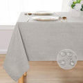 DWCN Rectangle Faux Linen Tablecloth, Table Cover, 60 x 84 Inch, Light