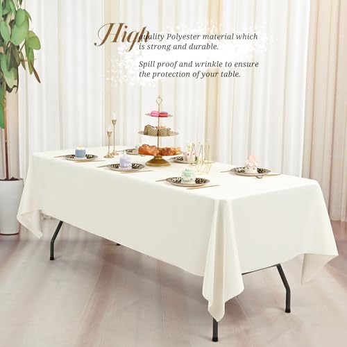 10 Pack 60 x 102 Inch Rectangle Tablecloth, Ivory Tablecloth for