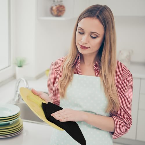 Infinitee Xclusives Premium Kitchen Towels - Black [Pack of 12] 100%