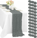 12 Pcs Gray 35 x 120 Inches Long Cheesecloth Table Runner 10FT Runner