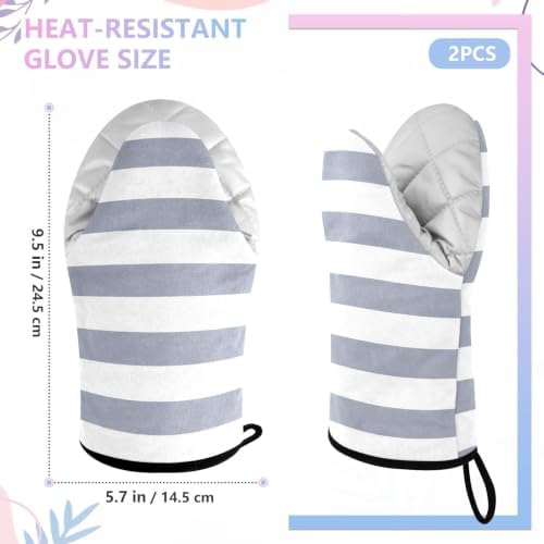 Gray Stripe Oven Mitts and Pot Holders Set 2 Pack