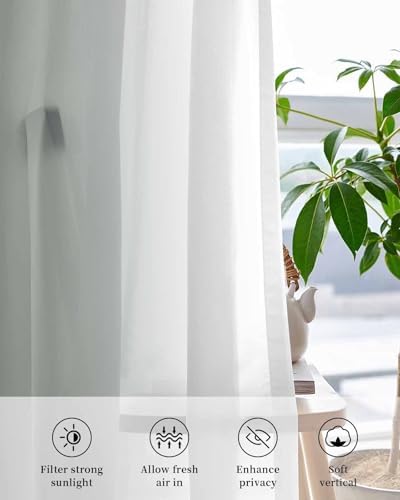 Ombre Grey White Sheer Curtains 63 Inch Length 2 Panels Set