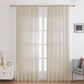 Semi Sheer Rod Pocket Curtains, 84W x 84L, 2 Panels, Beige