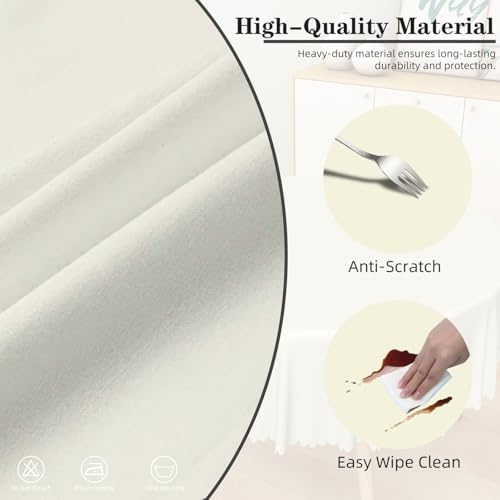 Laeacco 70 Inch Beige Round Tablecloth Solid Color Polyester Table