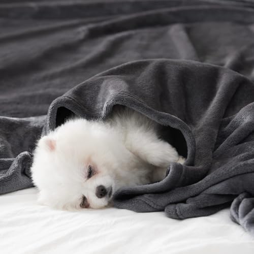 King Size Fleece Blanket for Bed – Grey Ultra Soft Flannel Throw