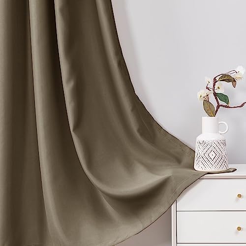 Beydodo 72 inch Curtains Blackout Brown, Light Darkening Curtains for