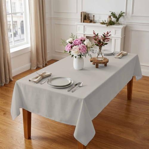 Rectangle Tablecloth, Light Gray Solid Color Waterproof Table Cloth