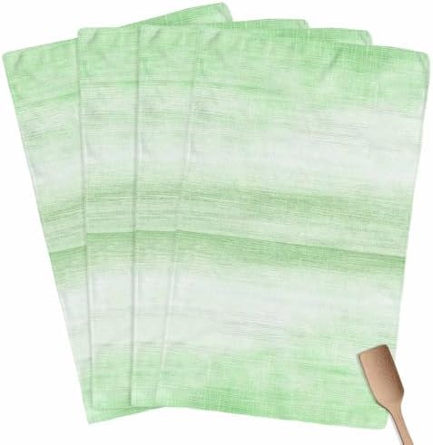 Green Kitchen Towel Abstract Light Green Ombre Linen Texture Modern