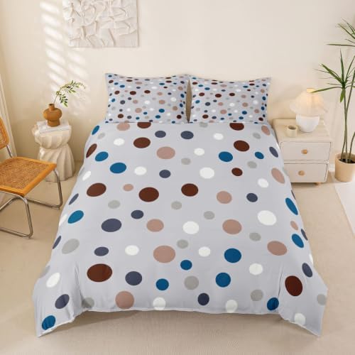 Castle Fairy Polka Dots Kids Duvet Cover Set King Size,Circle Dot