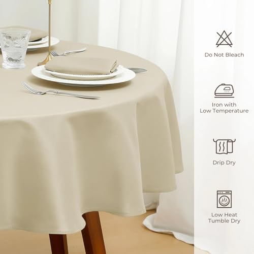 Romanstile Round Tablecloth 70 Inch, Beige