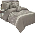 sheetsnthings Full/Queen Myra Gray 5-Piece Duvet Cover Set Embroidered