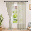 Fcosie Pinch Pleated Linen Textured Sheer Drape 120 Inches Long for
