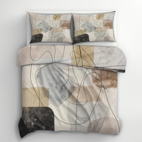 Abstract Line Art Duvet Cover Queen Size 3 Piece