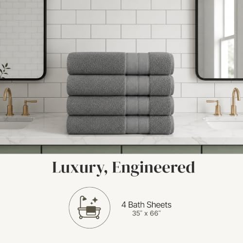 Modern Threads Spun Loft 4 Pack Bath Sheets – Oversized 35 x 66 Bath