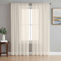 Cream Sheer Curtains for Living Room 108 inch Length 2 Panels Set