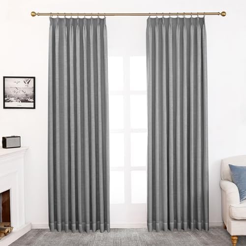 Pinch Pleated Full Blackout Curtains, 108 Inches Long, 1 Panel