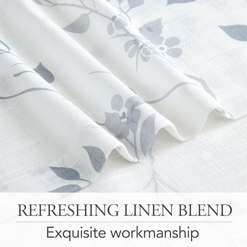 Beauoop Floral Linen Semi Sheer Curtains Living Room Grey 50x63 2