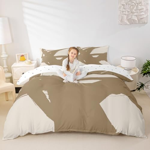 Feelyou Abstract Duvet Cover Kids Bedding Beige Brown Set King Size