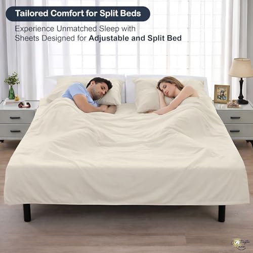 Cotitngton Lane Split King Sheets for Adjustable Bed, 100% Cotton