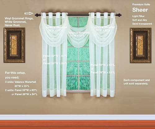Today's Curtain, Emelia Grommet Sheer Panel 63" Ecru, 59" W x 63" L