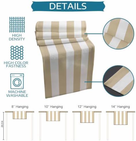 Beige Stripe Linen Texture Table Runner and Placemats Set of 6 Themed