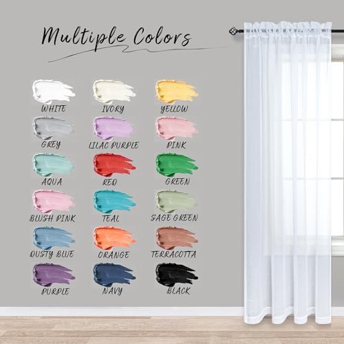 Pitalk White Sheer Curtains 108 Inches Long for Living Room 2 Panel