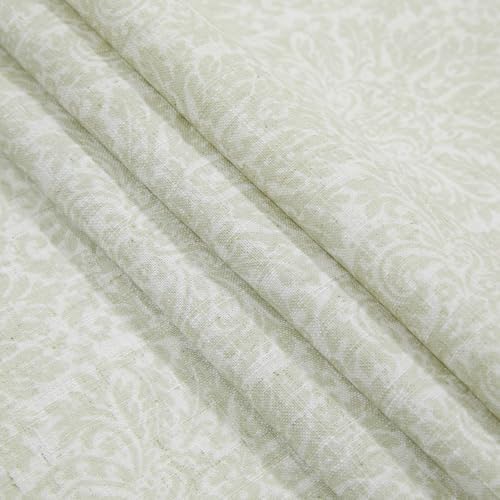TWOPAGES Linen Textured Floral Curtain 108 Inch Length Pinch Pleat